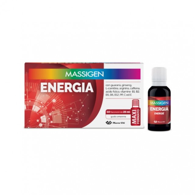 MASSIGEN ENERGIA 10FL 25ML - INTEGRATORE TONICO ENERGETICO CON ESTRATTI DI GINSENG E GUARANA' (PEZZI SUPER SCONTATI)