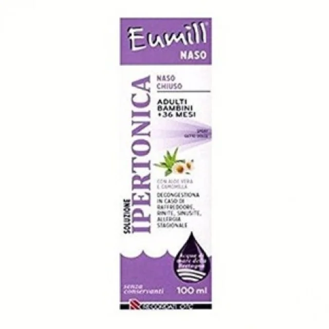 EUMILL NASO SPRAY SOLUZIONE IPERTONICA - AD AZIONE DECONGESTIONANTE PER IL TRATTAMENTO DI RAFFREDDORE, NASO CHIUSO, SINUSITE, RINITE - SCADENZA LUNGHISSIMA 07/26 (ULTIMISSIMI PEZZI SCONTATI)