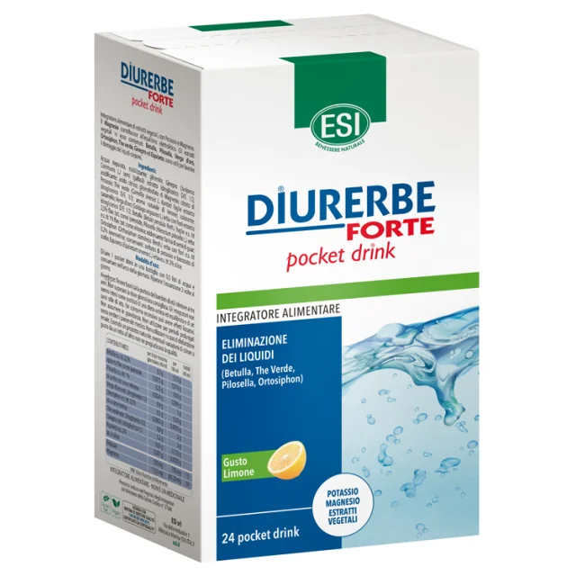 DIURERBE POCKET 24 DRINK - INTEGRATORE  PER IL DRENAGGIO DI LIQUIDI CORPOREI CON MAGNESIO E POTASSIO - GUSTO LIMONE (ULTIMISSIMI PEZZI SCONTATI)