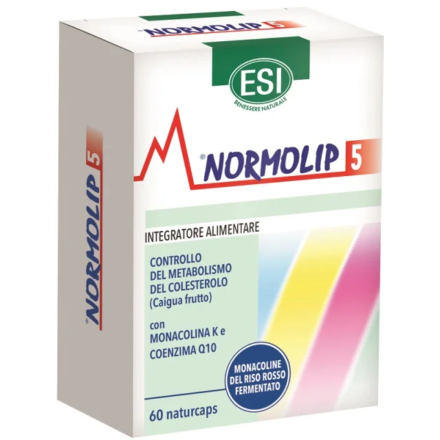 NORMOLIP 5  DA 60 CAPSULE OFS - INTEGRATORE PER IL CONTROLLO DEL COLESTEROLO A BASE DI RISO ROSSO FERMENTATO, GAMMA ORIZANOLO, COENZIMA Q10 - SCADENZA 01/26 (ULTIMISSIMI PEZZI SONTATI)