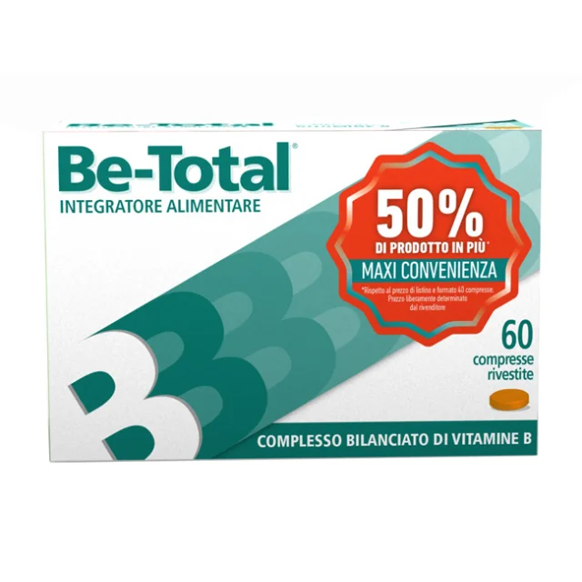 BETOTAL 60 COMPRESSE- INTEGRATORE A BASE DI VITAMINE DEL GRUPPO B CHE CONTRIBUISCONO AL RILASCIO DI ENERGIA DAL CIBO (ULTIMISSIMI PEZZI SCONTATI)