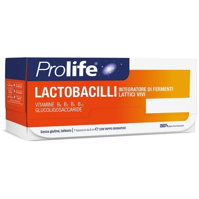 PROLIFE LACTOBACILLI 7FL - INTEGRATORE A BASE DI FERMENTI LATTICI VIVI CON EFFETTO PROBIOTICO  SENZA GLUTINE E LATTOSIO - SCADENZA 09/25 (ULTIMISSIMI PEZZI SCONTATI)
